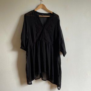Torrid black sheer lace details  blouse